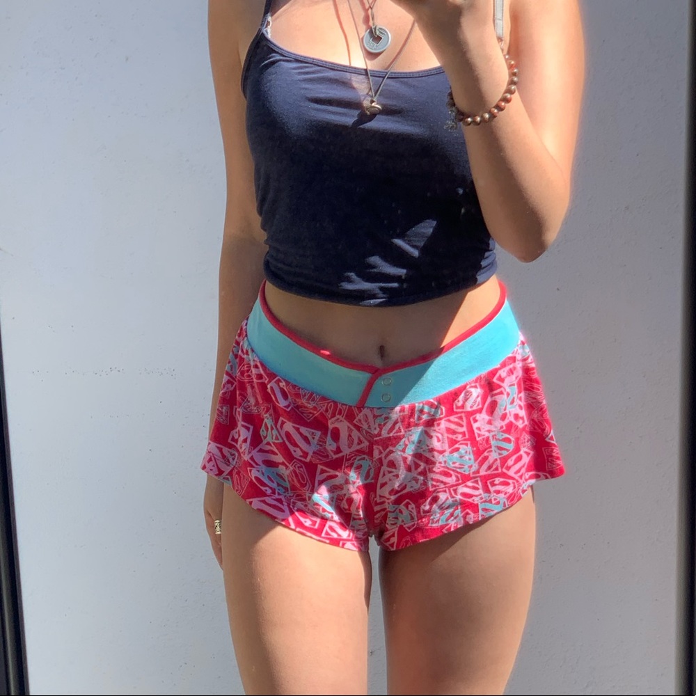 pink & blue super girl pj shorts
